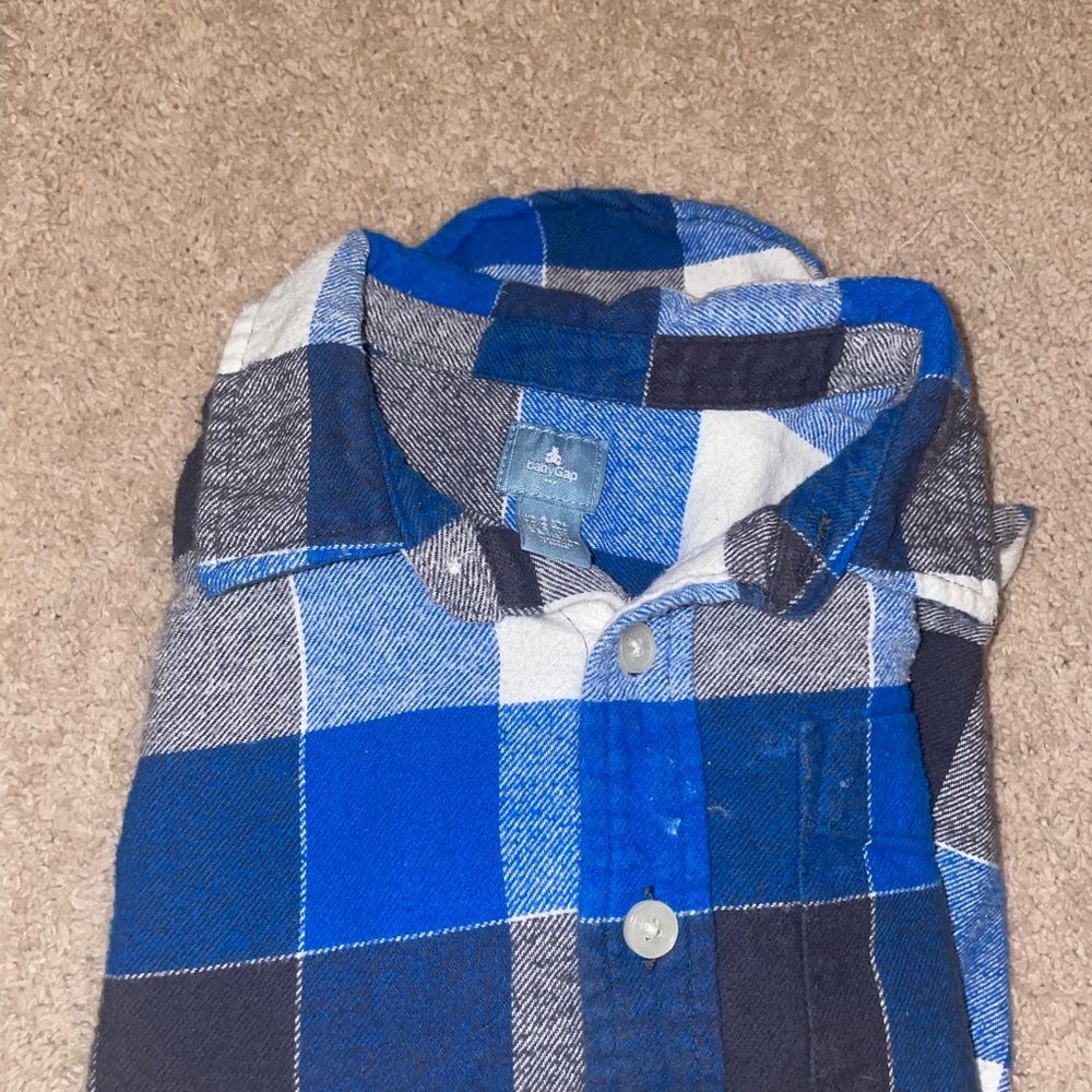 Boys Sz 4 Baby Gap‎ Blue Flannel Button Down